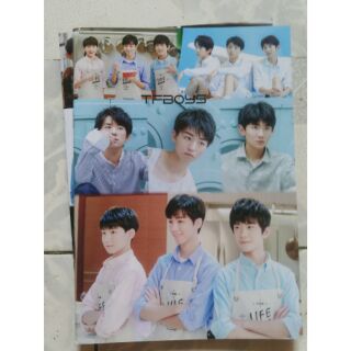 Combo 3 vở, 3 tệp nhãn vở, mica cắt đứng tfboys