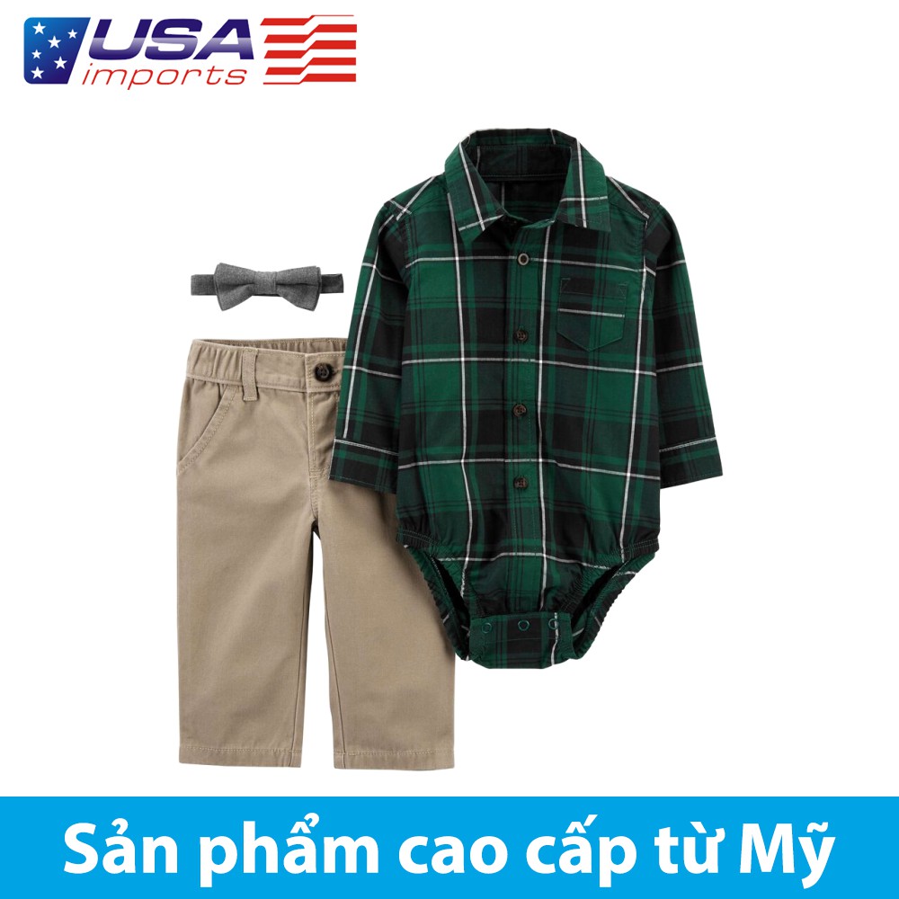 Set bodysuit sơ mi kèm quần Car-tờ Auth Từ Mỹ (1J182610)