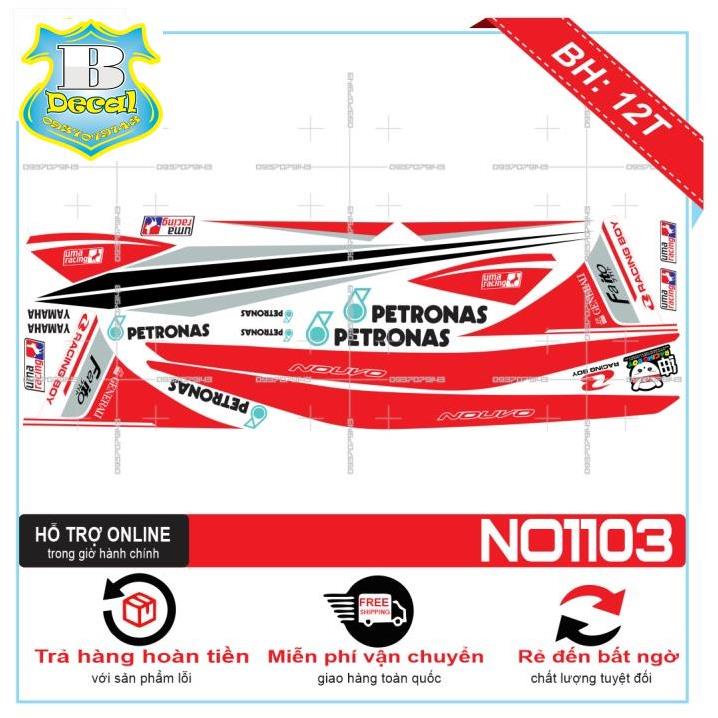 ( Quí khách vui lòng mang ra tiệm cho thợ dán ) Tem NOUVO 4 LX TRẮNG ĐỎ [Bi Decal]