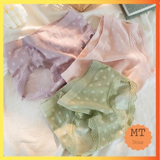 Quần lót cotton dệt kim chấm bi viền ren xinh xắn