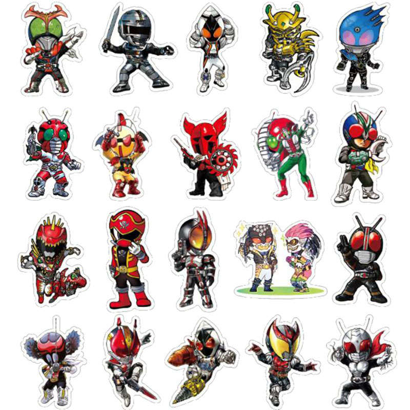 Set 50 nhãn dán chống thấm nước hình nhân vật Kamen Rider trang trí dễ thương