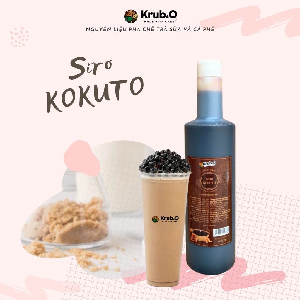 Siro Kokuto Krub.O nguyên liệu pha chế trà sữa đồ uống trà hoa quả cà phê chai 650ml