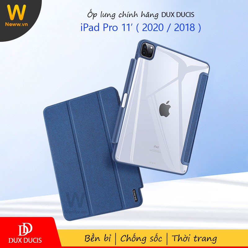 Ốp lưng Dux Ducis iPad Pro 11' ( 2020 / 2018 ) Chống sốc, Kiểu bao da, Mặt lưng trong, Có khay để bút