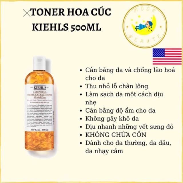 [BILL US ẢNH CUỐI] Toner Kiehls hoa cúc Calendula Herbal-Extract cân bằng cấp ẩm cho da