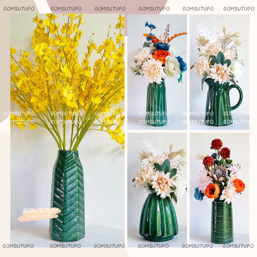 Lọ Hoa Men Hỏa Biến Ngọc Lục Bảo - Gốm Sứ Bát Tràng - Bình Tranh Trí - gomsutupo - Gốm Sứ TUPO - Decor Nội Thất
