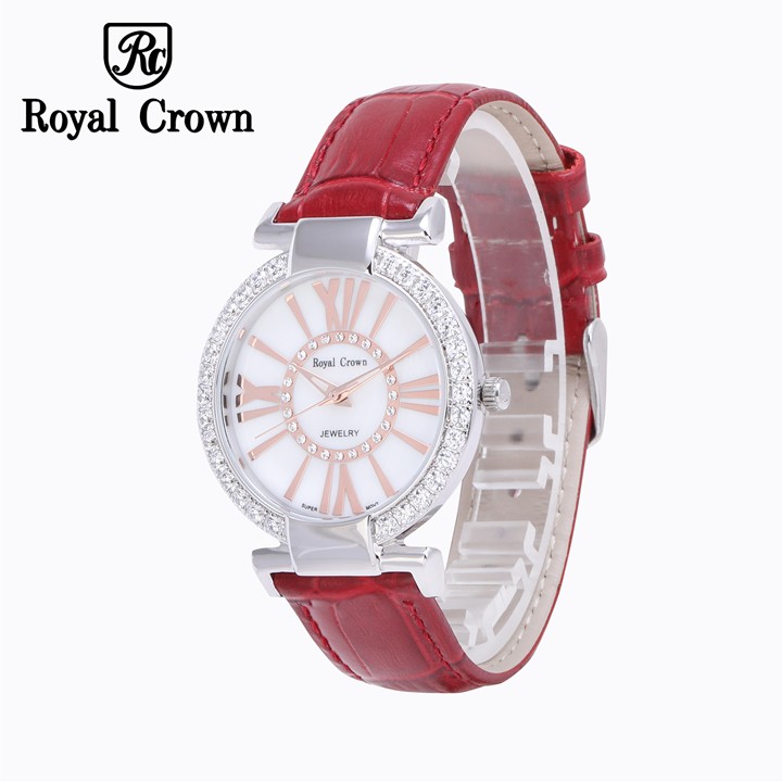 Đồng hồ nữ Chính Hãng Royal Crown 6116-ST-R (dây da đỏ)