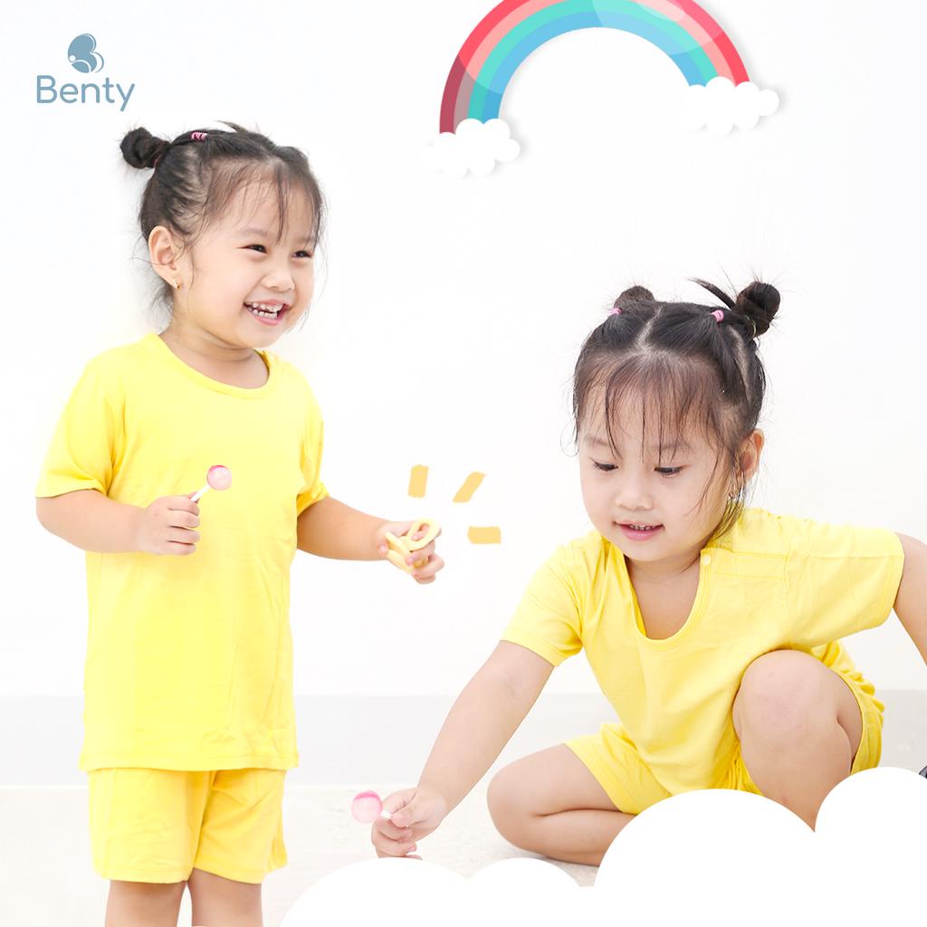 Bộ cộc tay cài vai trơn basic cotton cao cấp BENTY, quần áo trẻ em mềm mịn bé trai, bé gái