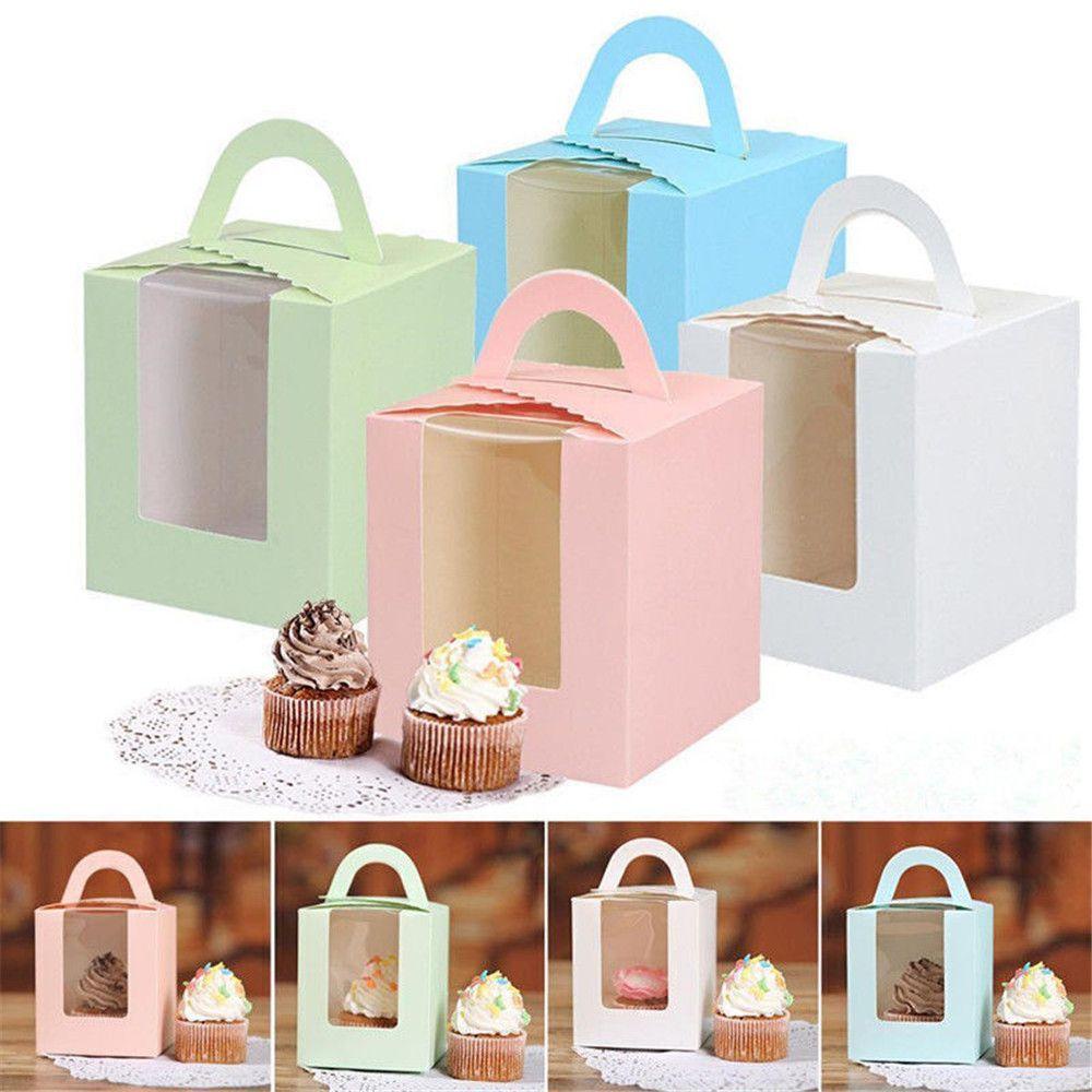 Set 10 Hộp Đựng Bánh Cupcake Có Giá Đỡ