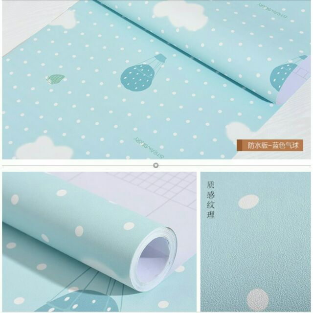 DECAL 1m Giấy dán tường khổ rộng 45cm ( có sẵn keo ) - KHÍ CẦU XANH ELL088 | BigBuy360 - bigbuy360.vn