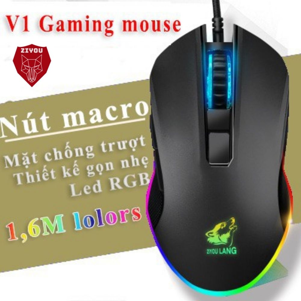 Chuột Máy Tính, Mouse Vi Tính ZIYOU V1 LED RGB, Sử Dụng Công Nghệ Chuột Quang Mới, DPI 4000, Chơi Game Dùng Văn Phòng