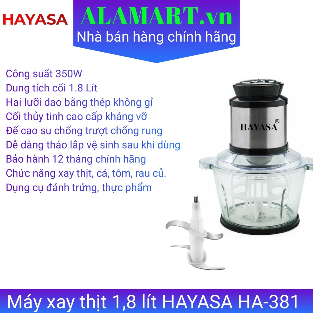Máy xay thịt, thực phẩm, đánh trứng đa năng Hayasa HA-381