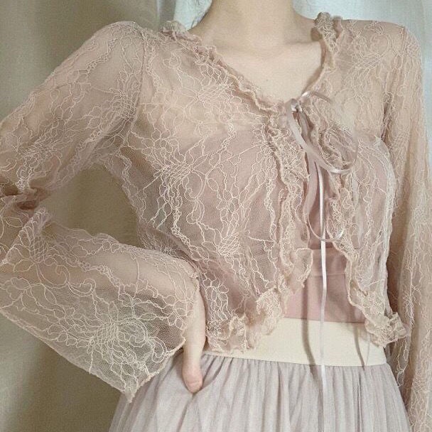 Áo Khoác Cardigan Ren Mỏng Tay Dài Chống Nắng Thời Trang Mùa Hè Cho Nữ
