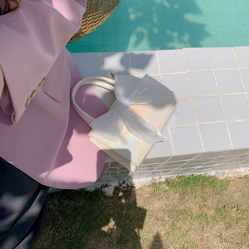 Túi Đeo Vai Dáng Vuông Nhỏ 2022 Đính Nơ Ngọt Ngào Thời Trang Mùa Hè Cho Nữ