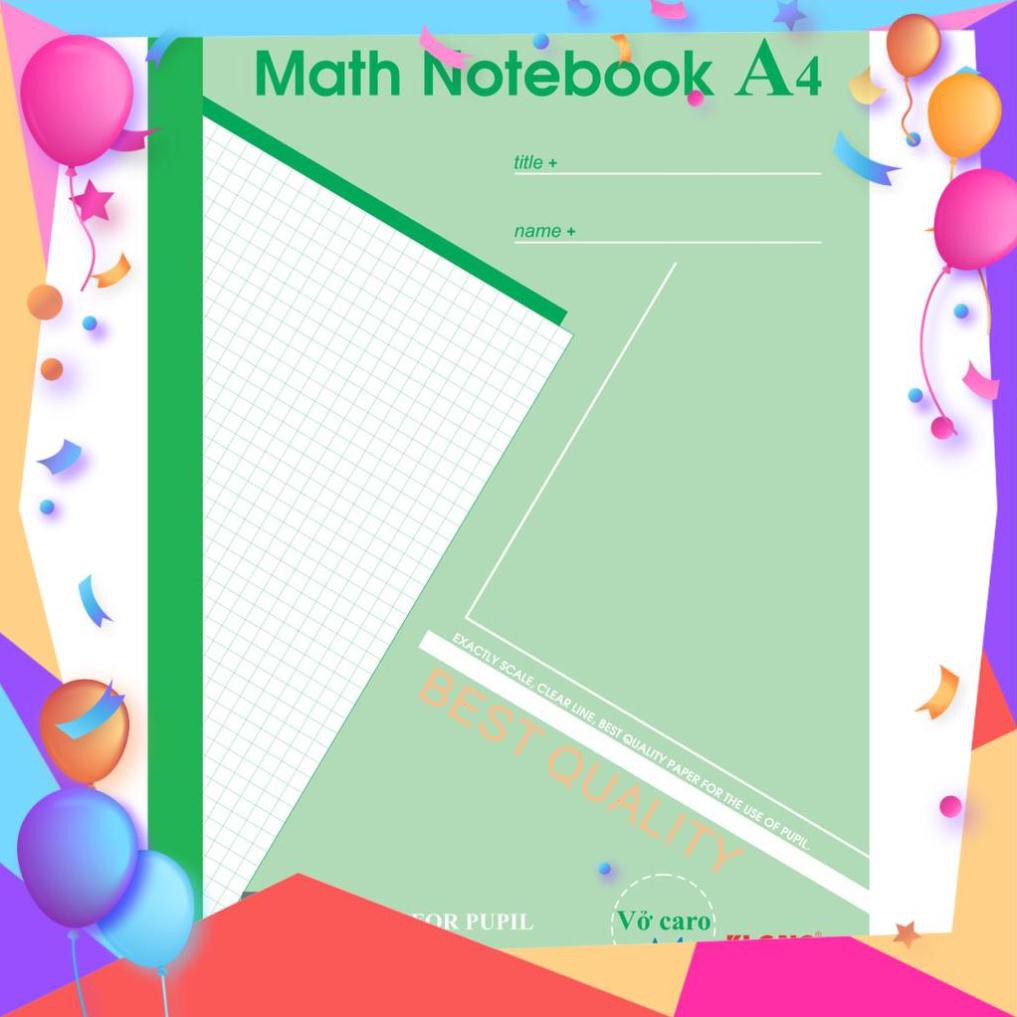 [Sổ lò xo đẹp xinh ] Vở caro Klong (5*5) 200tr 70/92 Math Notebook; MS: 298