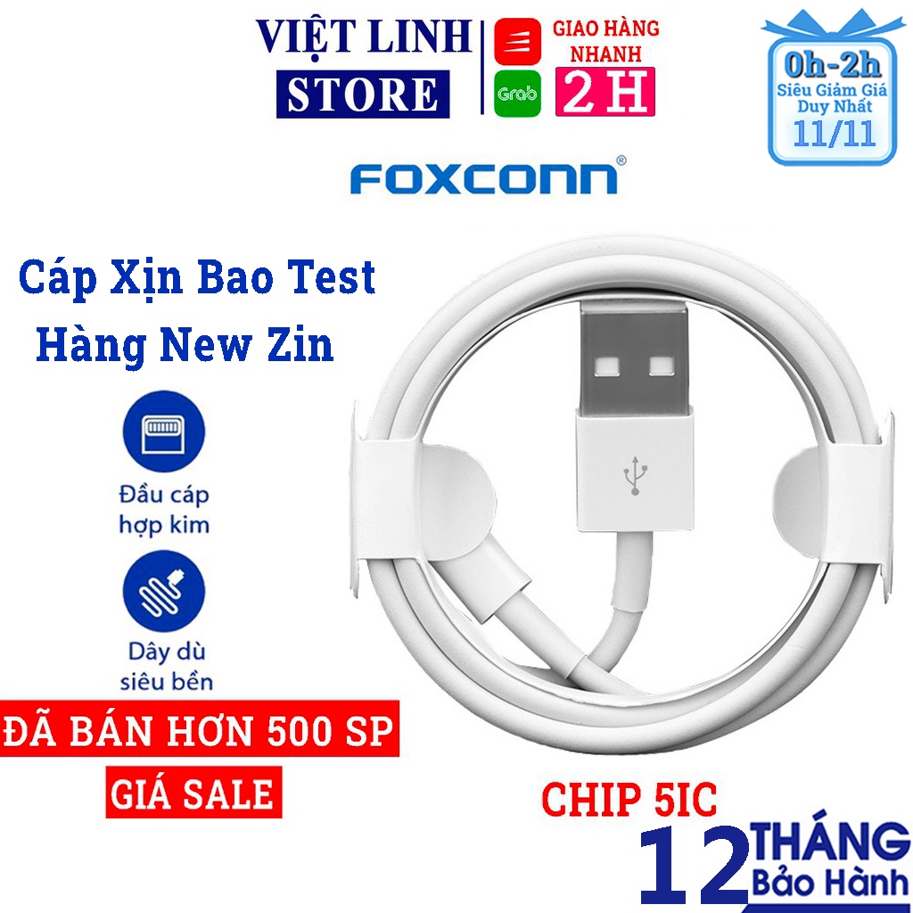 Cáp sạc iphone sạc nhanh loại 5ic, cáp sạc Foxcon, không lo cháy chip, dây siêu bền - Việt Linh Store