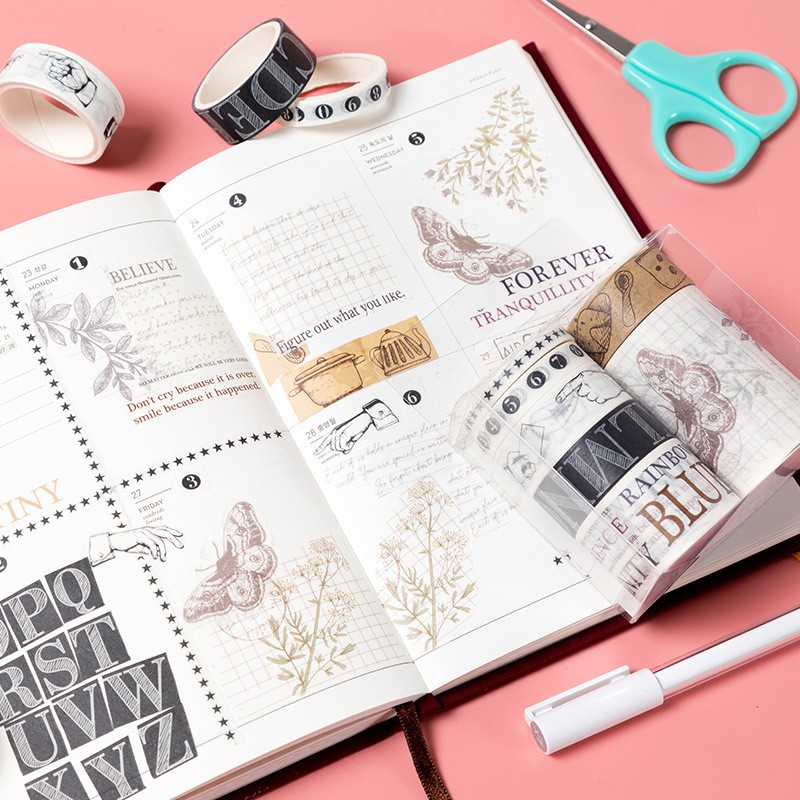 Washi tape set 7 cuộn trang trí scrapbook, sổ tay planner ...