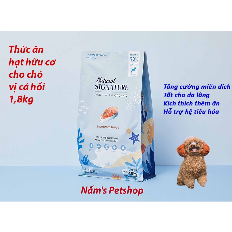 Thức ăn hạt hữu cơ cho chó Natural Signature vị cá hồi/ cừu/ vịt 1,8kg