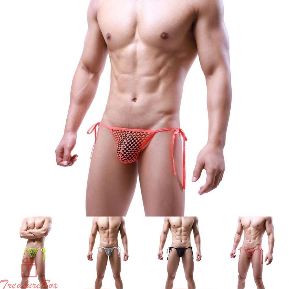 Mens Sexy Mesh Net See Through Underwear Thong Bikini Briefs G-String Knickers