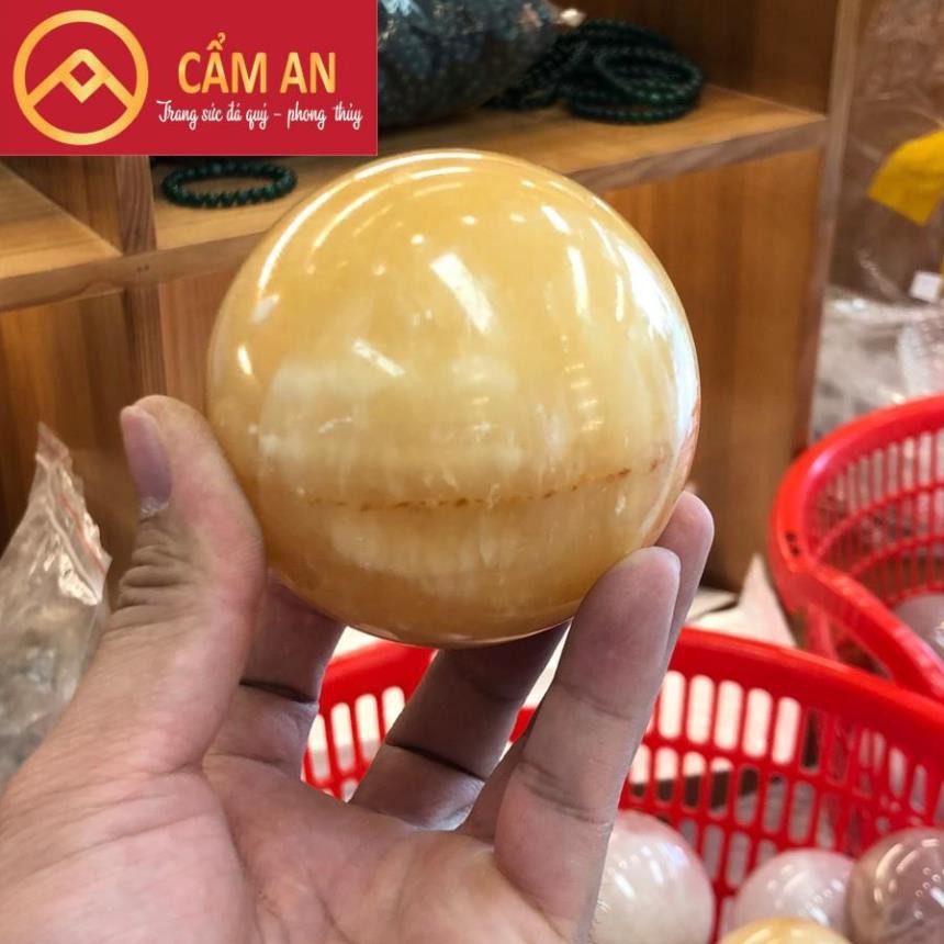 [XẢ KHO ] Quả Cầu Phong Thủy Ngoc Hoàng Long Mạng Thổ - Kim, Đường Kính Khoảng 8cm - Cẩm An