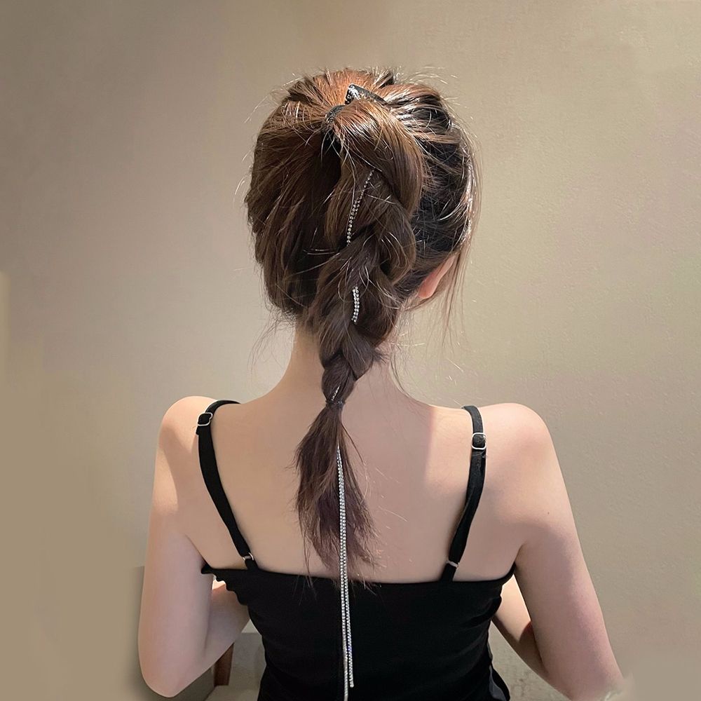 Dây Buộc Tóc Đuôi Ngựa Bện Đính Đá Nhiều Màu Sắc Bằng Hợp Kim
