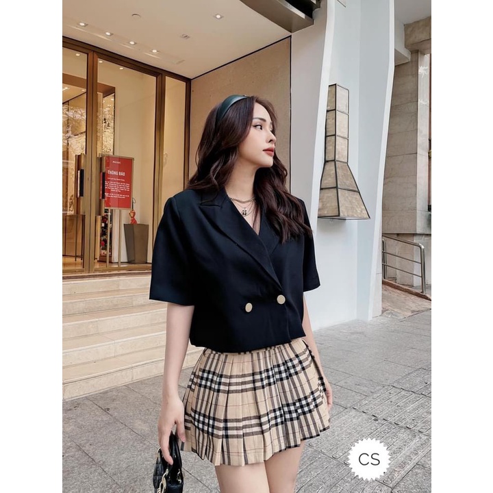 Set bộ chân váy áo vest croptop siêu cá tính BN258