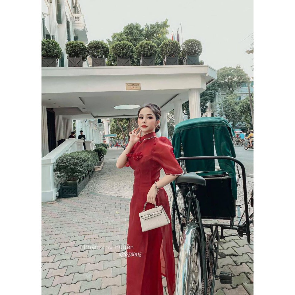 Áo dài nữ 🌸FREESHIP🌸 Sét voan áo dài xinh xắn + quần rộng