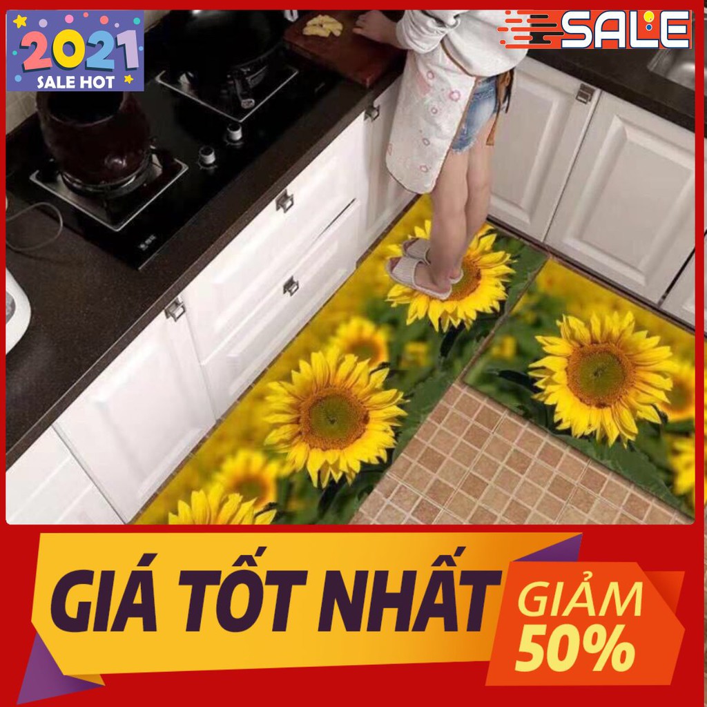 Bộ 2 thảm lau chân nhà bếp 3d-Free ship-gồm 2 thảm 40x60cm và 40x120cm-Mã hàng TB010