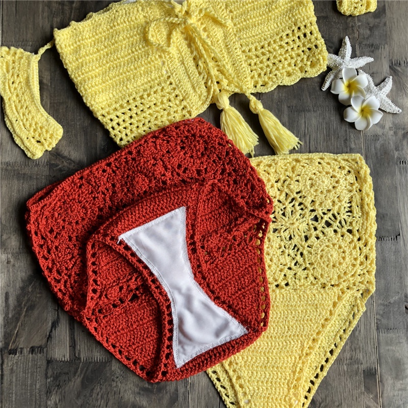 Bộ Bikini Đan Móc Thủ Công Phong Cách Âu Mỹ Quyến Rũ Cho Nữ