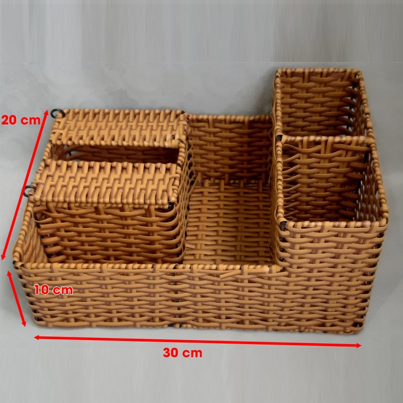 Khay nhựa giả mây tre đan đựng đũa muỗng thìa khăn giấy gia vị bàn quán ăn gia đình - Mây Tre Trà My