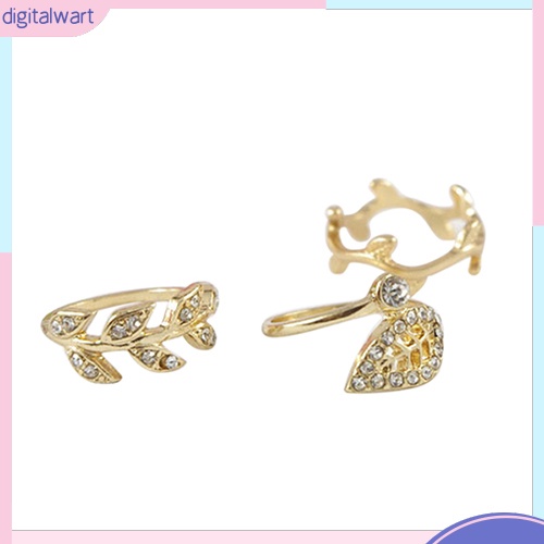 Bộ 3 nhẫn đeo khớp ngón tay hình lá dát đá sáng bóng sang trọng