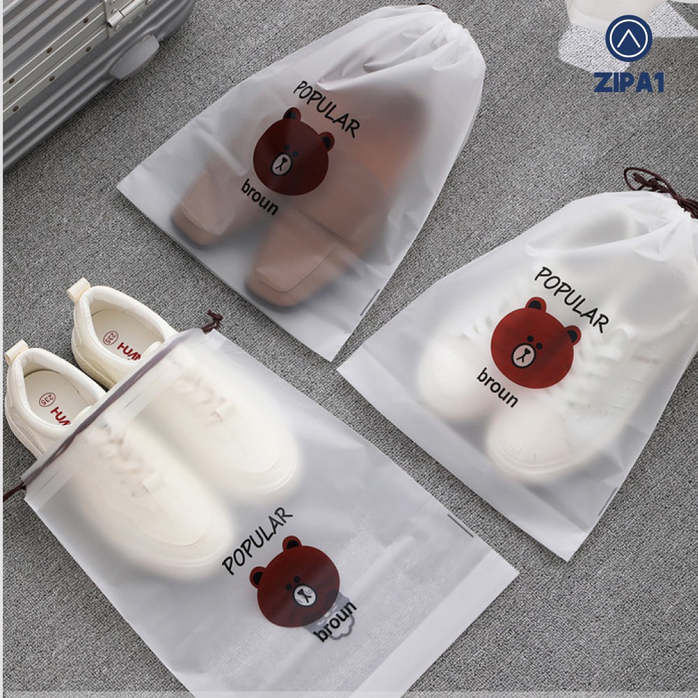 10 Túi rút lụa đựng quần áo hình gấu Broun và mèo A1019 - Zip A1