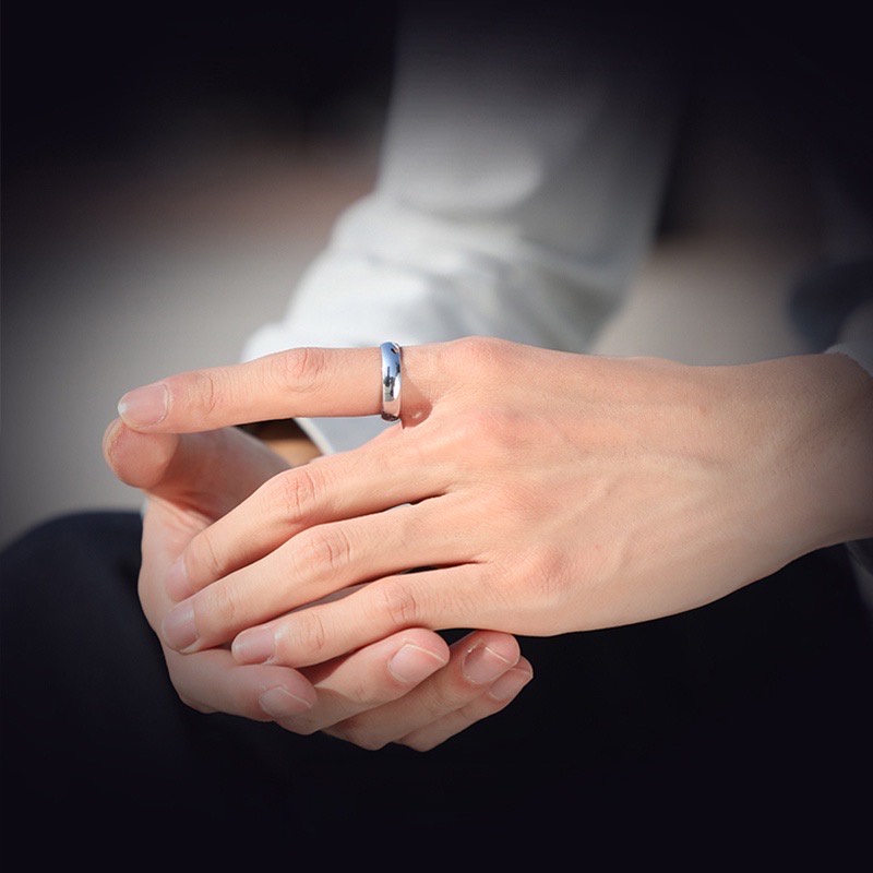 Nhẫn nữ nam bạc tròn Titan không gỉ thời trang đơn giản phong cách Hàn Quốc N10