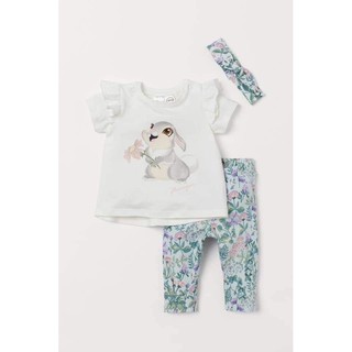 Set Bộ HM hình thỏ kèm băng đô chất cotton cho bé gái