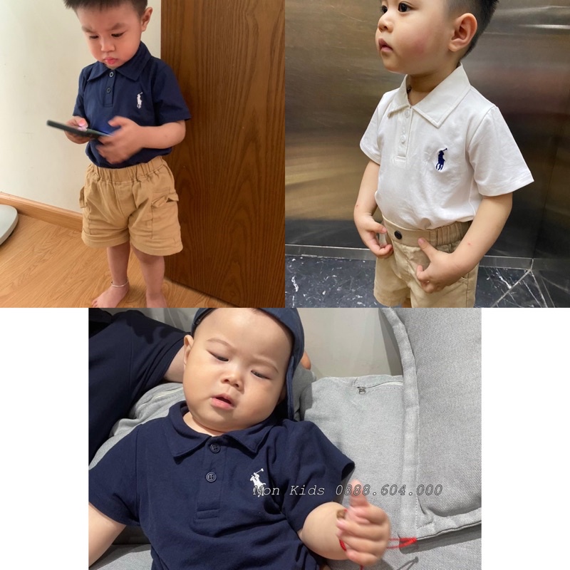 Áo cộc tay có cổ cho bé trai chất liệu cotton mềm mát
