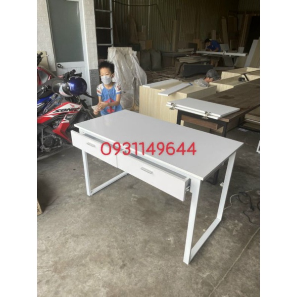 Bàn 2 hộc kéo full trắng