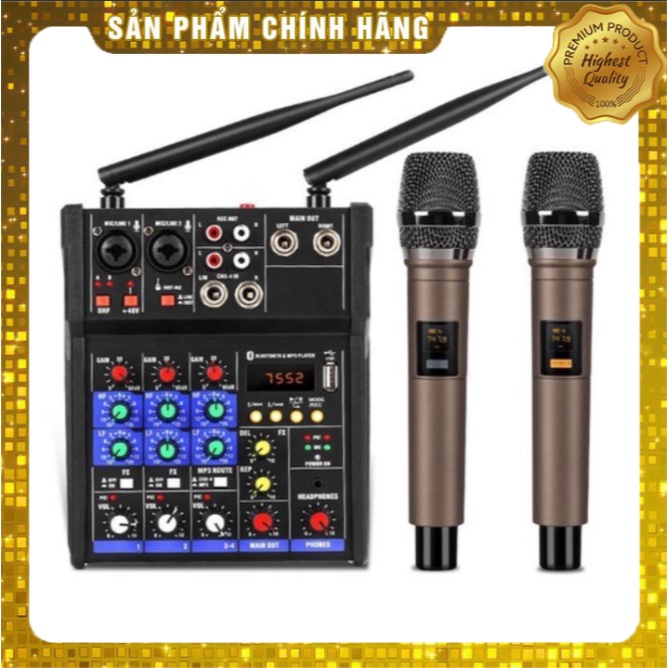 Mixer Yamaha G4 Có Hỗ Trợ Kết Nối Bluetooth Chuyên Karaoke, Livestream, Thu Âm Cao Cấp - Tặng Kèm 2 Micro Không Dây