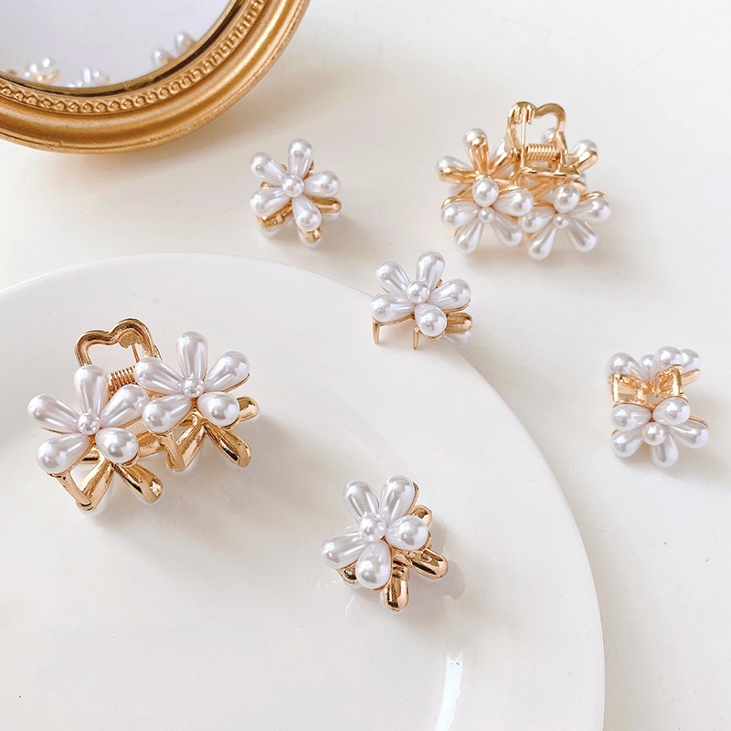 Kẹp tóc đính ngọc trai nhân tạo thiết kế đơn giản và tinh tế phong cách Hàn Quốc cho nữ