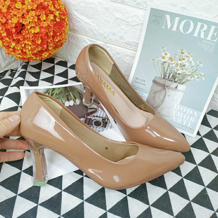 Giày Cao Gót Da Bóng Hàng Thiết Kế Gót Meka _HDO701 | BigBuy360 - bigbuy360.vn