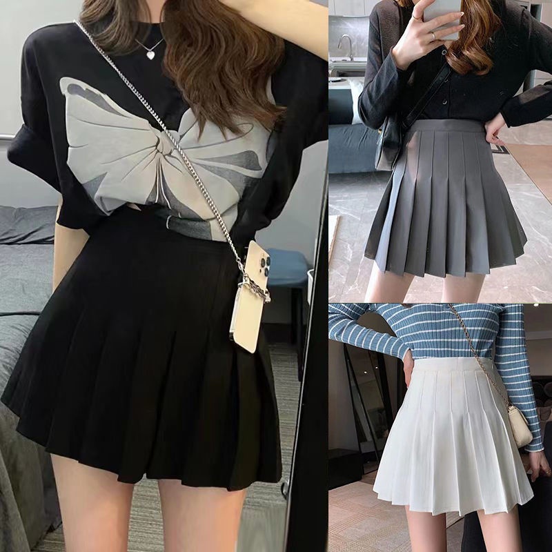 Chân Váy Ngắn Màu Đen Lưng Cao Thiết Kế Xếp Ly Cỡ Lớn Thời Trang Trẻ Trung Cho Nữ