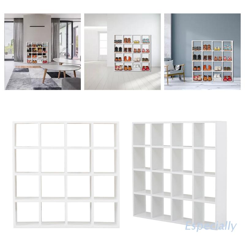 ESP 1: 12 Dollhouse Miniature Wooden Storage Rack White 16 Grid Shelves Doll House Decor Wall Rack Bookshelf Display Dollhouse Furniture Accessories