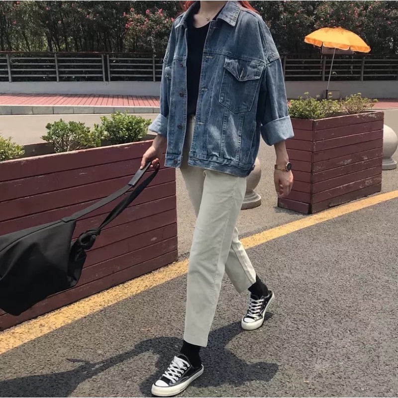 Áo khác bò form rộng nam nữ