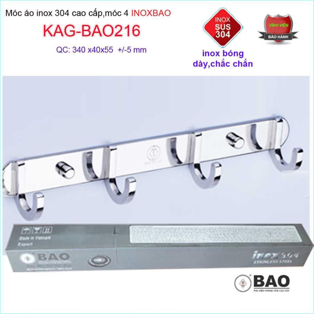 Móc treo đồ cao cấp Inox Bảo, móc áo phòng tắm Inox SUS304 KAG-BAO216