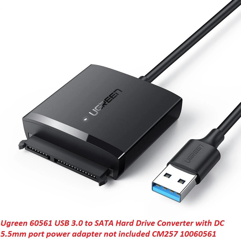 Ugreen 60561 USB 3.0 bộ chuyển ra ổ cứng và ssd SATA hỗ trợ cắm chân nguồn DC 5.5mm không có adapter đi kèm CM257