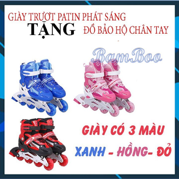 Giày patin trẻ em người lớn có bánh xe phát sáng, full bảo hộ giày sport hàng chất lượng