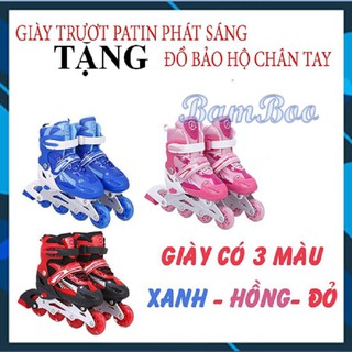 Giày patin trẻ em người lớn có bánh xe phát sáng, full bảo hộ giày sport hàng chất lượng