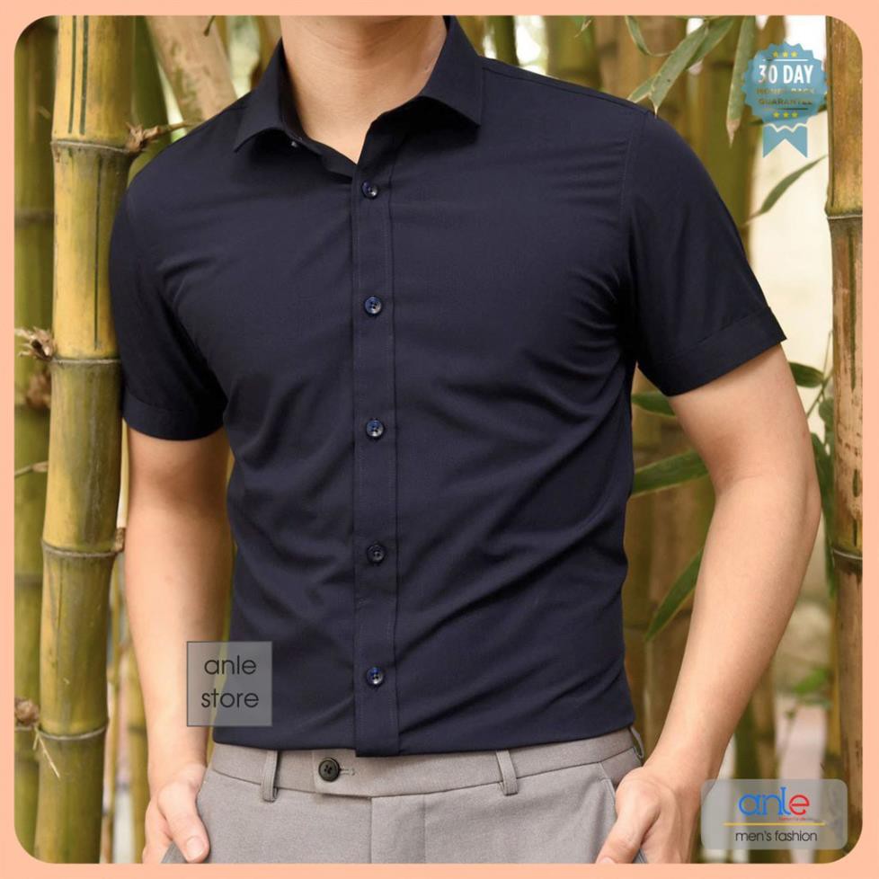 Áo sơ mi nam Công sở LOUIS cao cấp cộc tay Cotton lụa xuất khẩu form Slimfit Hàn Quốc hàng hiệu - Anle Store ˇ ྇