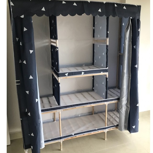 Tủ quần áo , tủ vải khung gỗ 4 buồng tủ đựng quần áo vải tủ vải cao cấp Bảo Hành 12 Tháng Tủ vải quần áo, có bảo hành