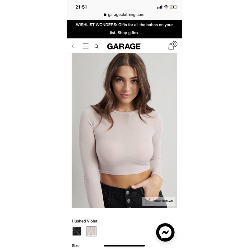 Áo Garage Lurex Long Sleeve Crop Tee XK
