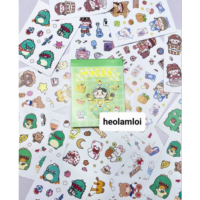 Cuốn sổ sticker lớn 24 trang rất dễ thương cỡ 10 cm, có clip, mã MQ-867