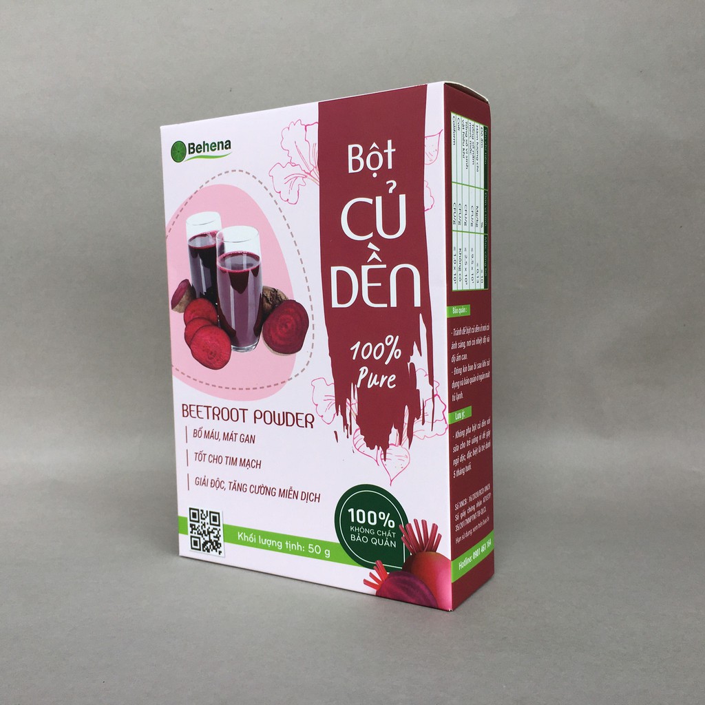 Bổ máu mát gan, thanh lọc cơ thể từ  bột củ dền Behena nguyên chất 100% - Hộp 50g